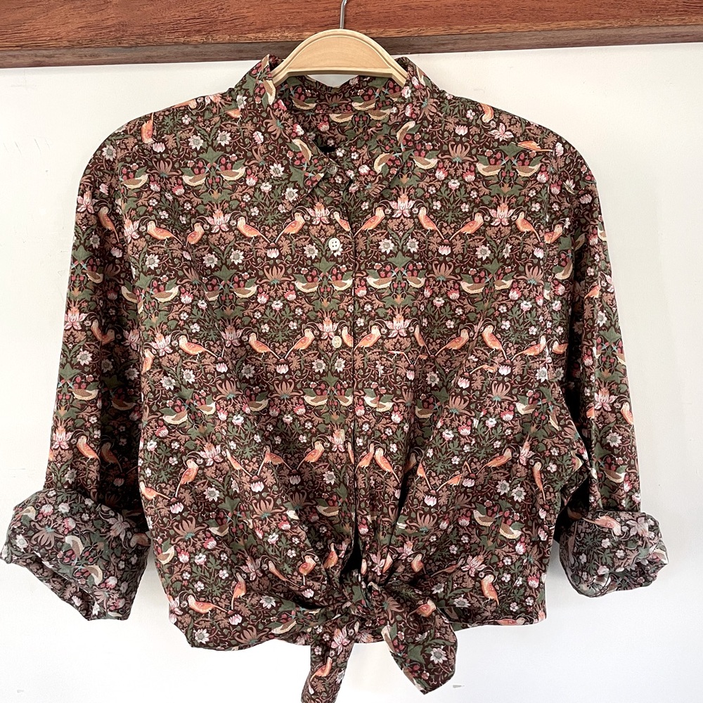 Cacharel Vintage 80s 90s Liberty Print William Morris Thief Blouse - birds